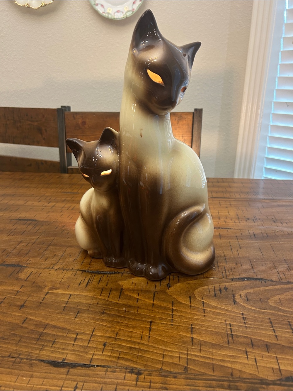 Vintage 1950's Howard Kron MCM Siamese Cats 25w Table Lamp. Tested Works